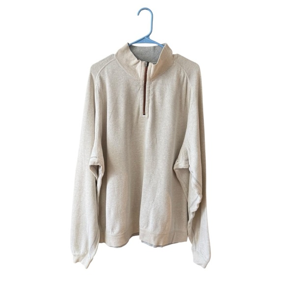 Tommy Bahama 1/4 Zip Sweater Size XXL Beige 100% Cotton Neutral Office Casual - Picture 9 of 9